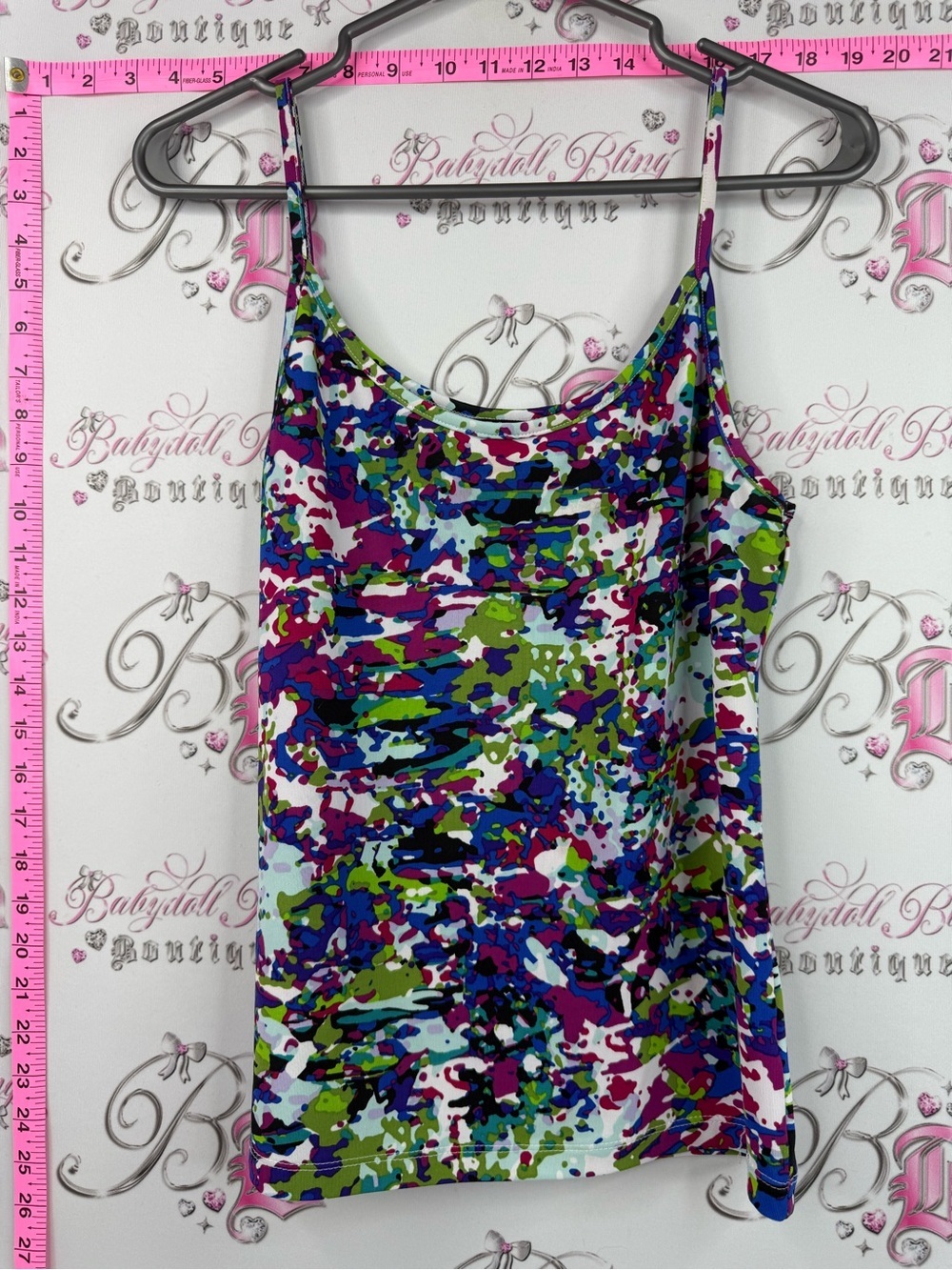 Black Label camo Multicolor Camouflage Print Tank Top - Purple, Green, Blue